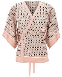 Kangra - Micro-Print Wrap-Style Blouse - Lyst