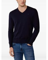 Hackett - Embroidered-Detail V-Neck Sweater - Lyst