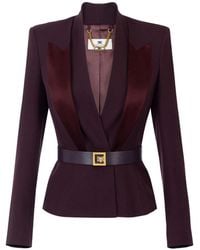 Elisabetta Franchi - Belted Slim Fit Crepe Jacket - Lyst