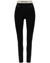 Palm Angels - Logo-Waistband Mesh-Panel Leggings - Lyst