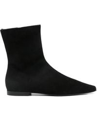 TOTEME - Zipped Suede Pointed-Toe Boots - Lyst