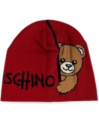 Moschino - Logo-Intarsia Teddy Bear Beanie Hat - Lyst
