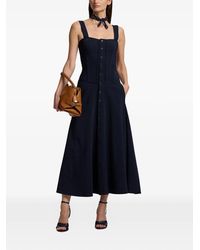 Ralph Lauren Belted Silk-Blend A-Line Dress in Blue | Lyst