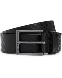 BOSS - Monogram-Emed Leather Belt - Lyst