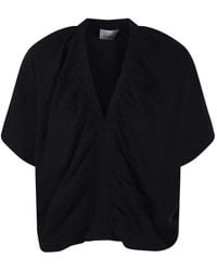 Nude - Gerafftes T-Shirt mit V-Ausschnitt - Lyst