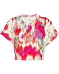 Isabel Marant - Zilia Abstract-print Cropped T-shirt - Lyst