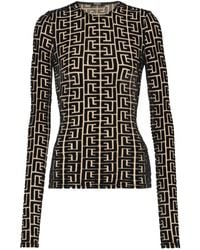 Balmain - Fitted Round Neck Long Sleeve Top - Lyst