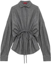Thelatest - Dalida Drawstring-Waist Long-Sleeve Shirt - Lyst
