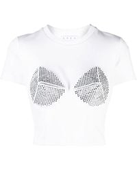 Area - Verziertes Cropped-T-Shirt - Lyst