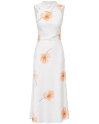 Mar De Margaritas - Vera Floral-Print Midi Dress - Lyst