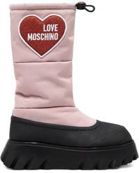 Love Moschino - Quilted Heart-Appliqué Boots - Lyst