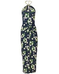 Carolina Herrera - Floral-Print Jersey Halterneck Dress - Lyst