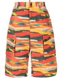 DSquared² - Abstract-Print Cargo Shorts - Lyst