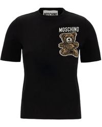 Moschino - T-Shirt Met Geborduurde Teddybeer - Lyst