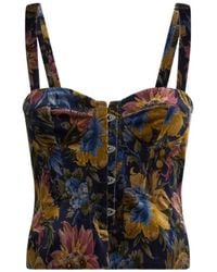 Etro - Haut De Corset En Velours De Coton À Surimpression Florale - Lyst
