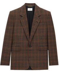Saint Laurent - Checked Single-Breasted Wool Blazer - Lyst