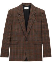 Saint Laurent - Checked Single-Breasted Wool Blazer - Lyst