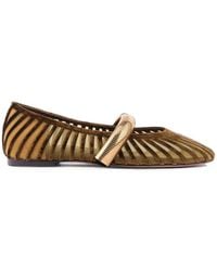 Lola Cruz - Alexa Metallic-Strap Ballet Flats - Lyst