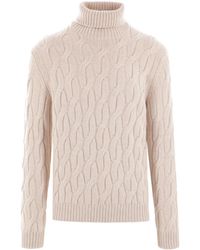 Zanone - Rollkragenpullover Mit Zopfmuster - Lyst