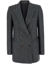 Blazé Milano - Herringbone-Pattern Double-Breasted Blazer - Lyst