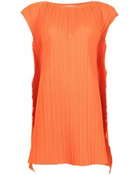 Bambah Plissé Mini Dress - Orange
