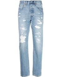 Levi's - Cropped Blue Trousers - Lyst
