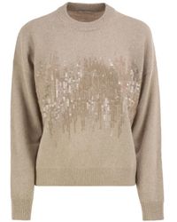 Peserico - Sequin-Embellished Crew-Neck Sweater - Lyst
