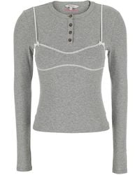 Markgong - Lace-Trim Henley Long-Sleeve T-Shirt - Lyst
