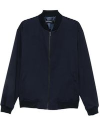 KARL LAGERFELD - Ribbed-Trim Zip-Up Bomber Jacket - Lyst