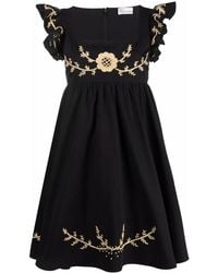 RED Valentino - Embroidered Cotton Mini Dress - Lyst