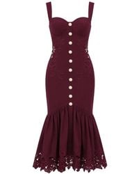 Self-Portrait - Floral-Lace Ruffled Midi Dress - Lyst