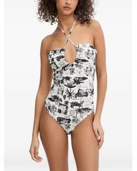 KARL LAGERFELD - Graphic-Print Halterneck Swimsuit - Lyst