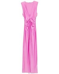 Amen - Ruched V-Neck Maxi Dress - Lyst