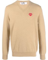 COMME DES GARÇONS PLAY - Heart-Patch V-Neck Sweater - Lyst