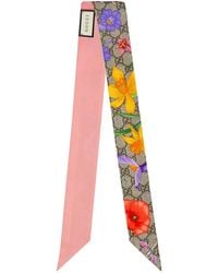 Gucci - Gg Flora Print Neck Bow - Lyst
