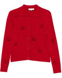 Stine Goya - Floral-Appliqué Polo Cardigan - Lyst