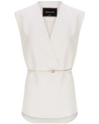 Fabiana Filippi - V-Neck Belted Waistcoat - Lyst