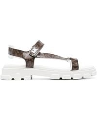 MICHAEL Michael Kors - Monogram-Print Leather Sandals - Lyst