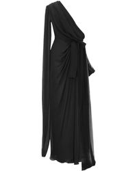 Saint Laurent - One-shoulder Silk Midi Dress - Lyst