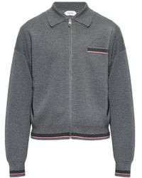 Versace - Jacquard Wool Knit Zip Sweater - Lyst