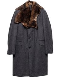 Prada - Wollen Jas Met Lammy Kraag - Lyst