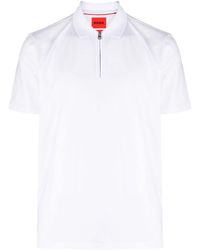 HUGO - Half-zip Cotton-blend Polo Shirt - Lyst