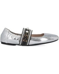 Pinko - Pearl-Embellished Buckle Ballet Flats - Lyst
