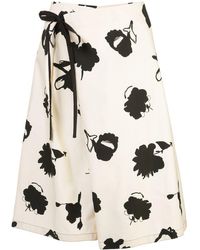 Marni Falda midi Goma con estampado floral - Blanco