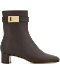 Ferragamo - 40Mm Hug-Buckle Ankle Boots - Lyst