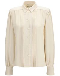 Valentino Garavani - Cady Lace-Trim Pintuck Shirt - Lyst