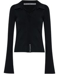 Alexander Wang - Long-Sleeve Polo-Collar Blouse - Lyst