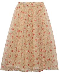 Prada - Midi-Rok Met Bloemenprint - Lyst