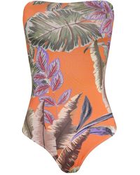 Brigitte Bardot - Neckholder-Badeanzug Mit Blatt-Print - Lyst