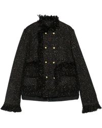 Sacai - Manteau Croisé À Franges - Lyst